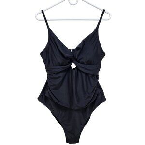 Cupshe Womens Black One-Piece Swimsuit Twist Front & Cutout Detail Size L